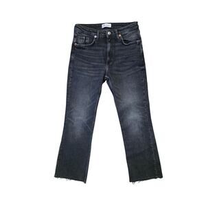 Zara Straight Leg Jeans Womens 4 Washed Black Denim